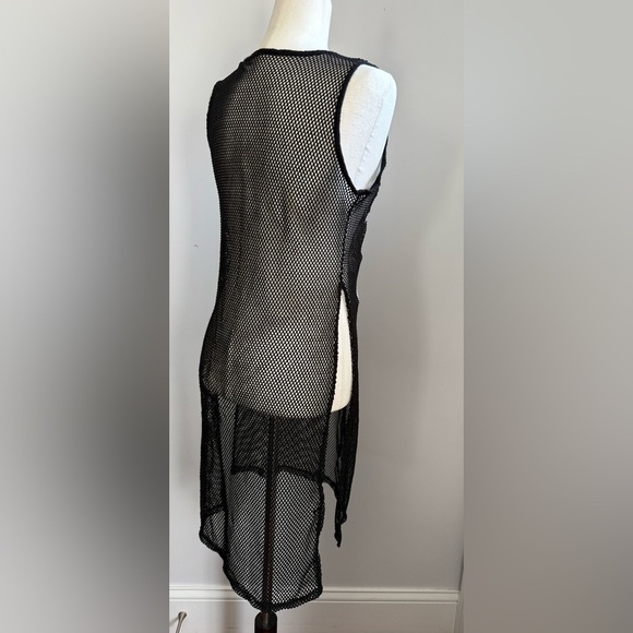 Black Mesh Dress with White Print - Picture 2 of 3